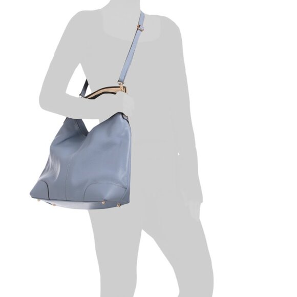 CHEVAL Azzurra Blue Made In Italy Leather Hobo With Metal Hardware Strap - Picture 2 of 2